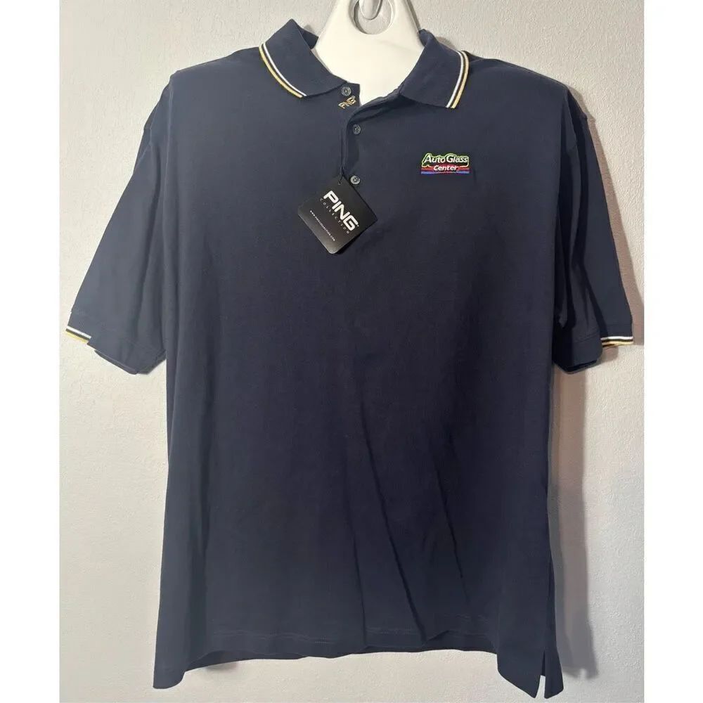 Ping 3-Button Short Sleeve Polo Shirt, Blue, Size XL, New